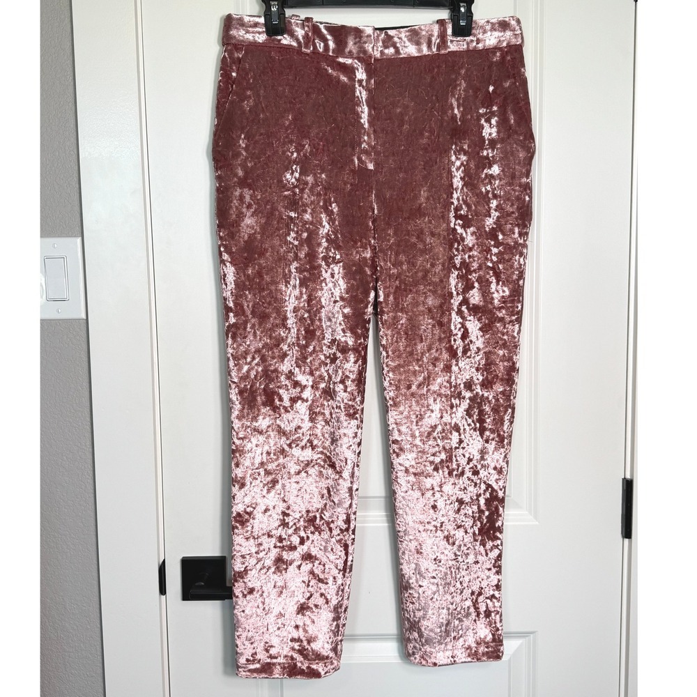 Topshop Women's US 12 Velvet‎ Cropped Pants Trousers Pink Casual
